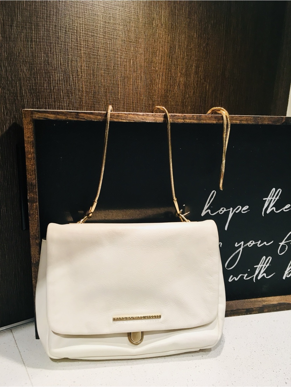 Marc by Marc Jacobs Cream Leather Shoulder Bag with Star Patch